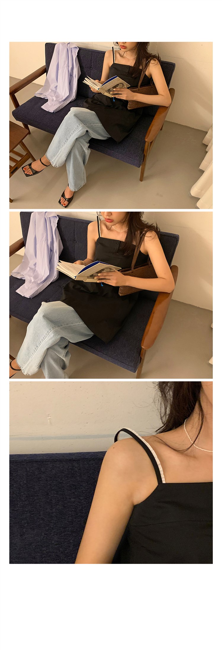 【 娞 within nei × 2 】 Purchasing agent Straight hair ~ Two buckles Frill camisole Dress 9954