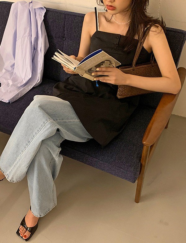 【 娞 within nei × 2 】 Purchasing agent Straight hair ~ Two buckles Frill camisole Dress 9954