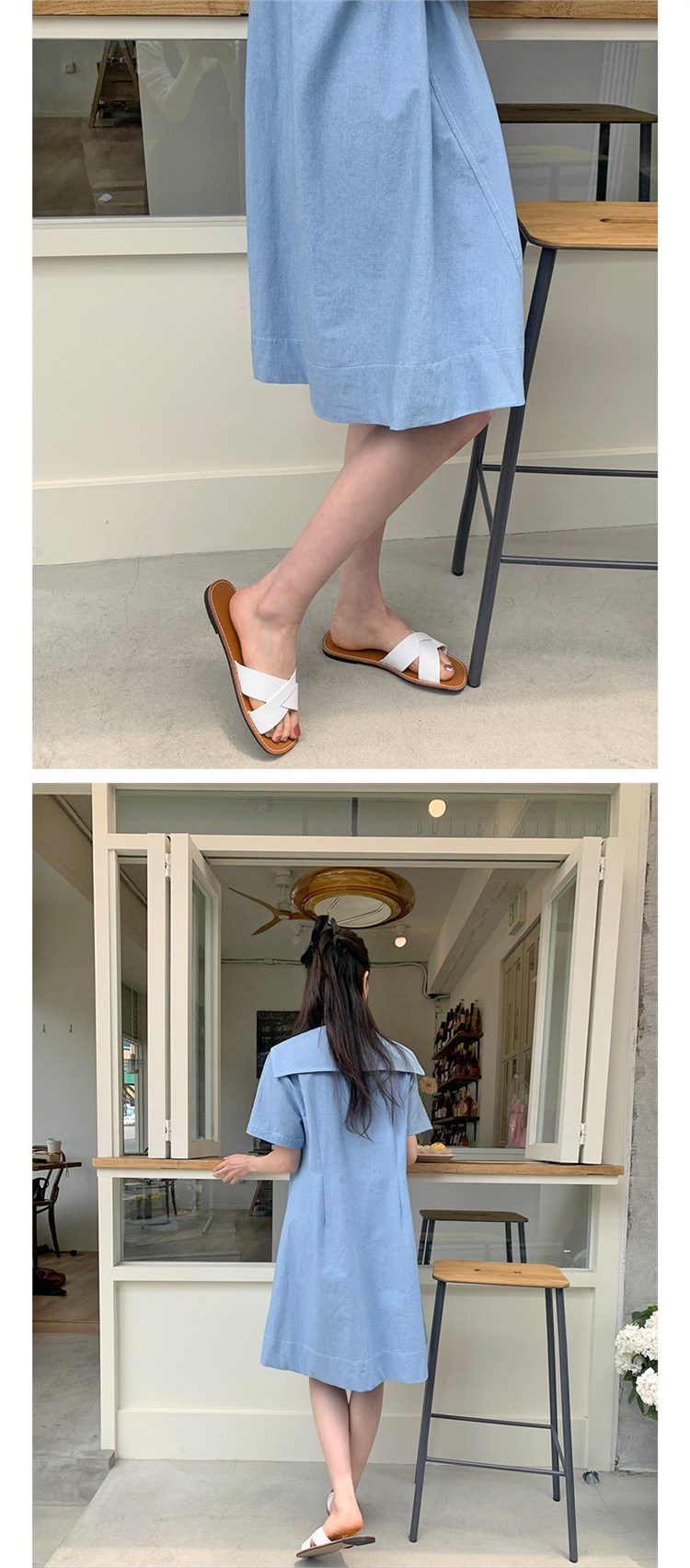 【 娞 within nei × 2 】 Purchasing agent Straight hair ~ Sailor collar Denim Dress 131245