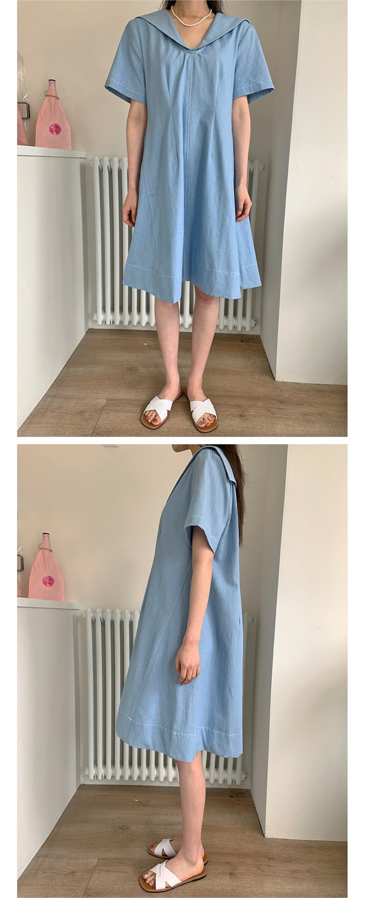 【 娞 within nei × 2 】 Purchasing agent Straight hair ~ Sailor collar Denim Dress 131245