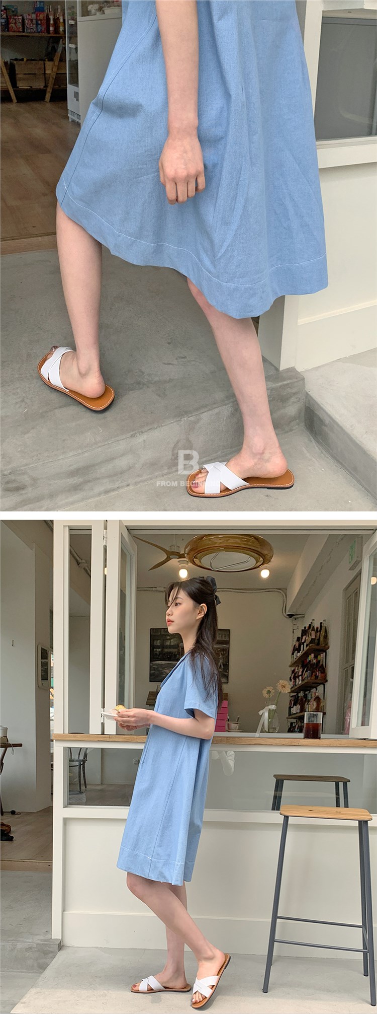 【 娞 within nei × 2 】 Purchasing agent Straight hair ~ Sailor collar Denim Dress 131245