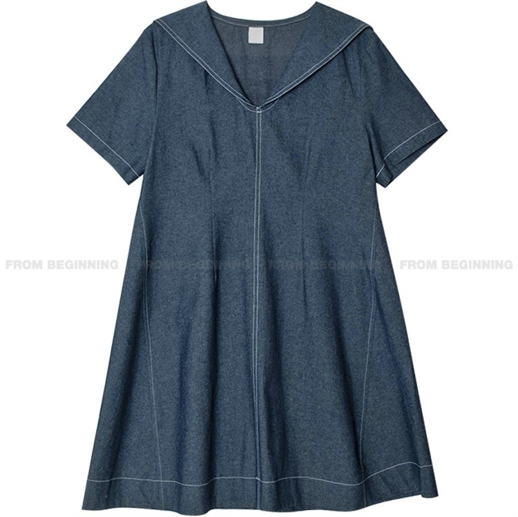 【 娞 within nei × 2 】 Purchasing agent Straight hair ~ Sailor collar Denim Dress 131245